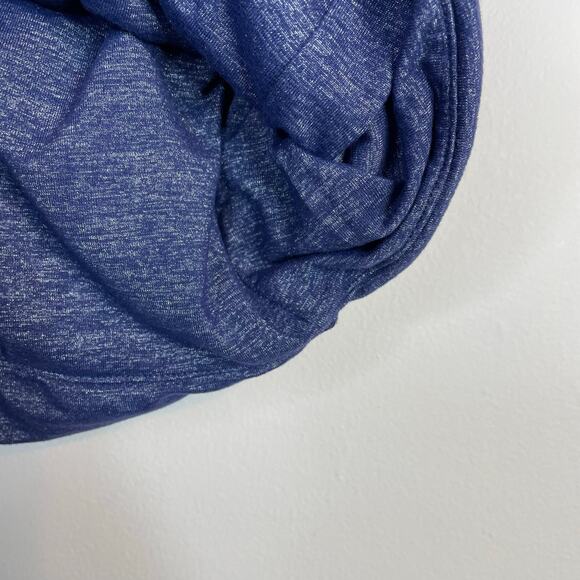 Athleta Odyssey Twisted Ruched mini skirt space dye metallic blue Stretch Knit L - Picture 7 of 13